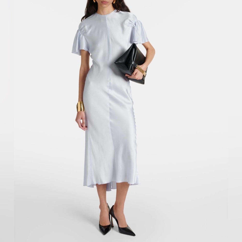 Victoria Beckham Light Blue Satin Maxi Dress